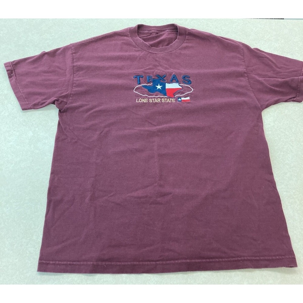 Maroon Texas Lone Star State T-Shirt No Tag Looks Like L Or XL Nice State Emblem